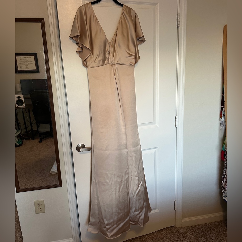 Revelry Satin Gold Bridesmaid Dress